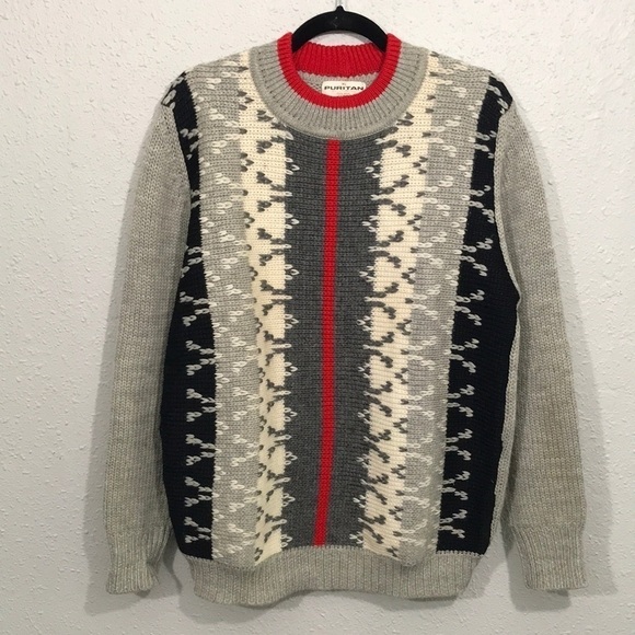 Puritan Sportswear 70’s Vintage 100% Wool Grandpa Sweater size XL - Picture 1 of 8